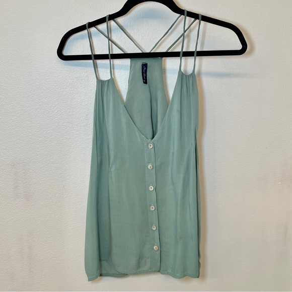 Nasty Gal Final Touch Button Up Double Strap Mint Teal Tank Top - Size S - Picture 1 of 5